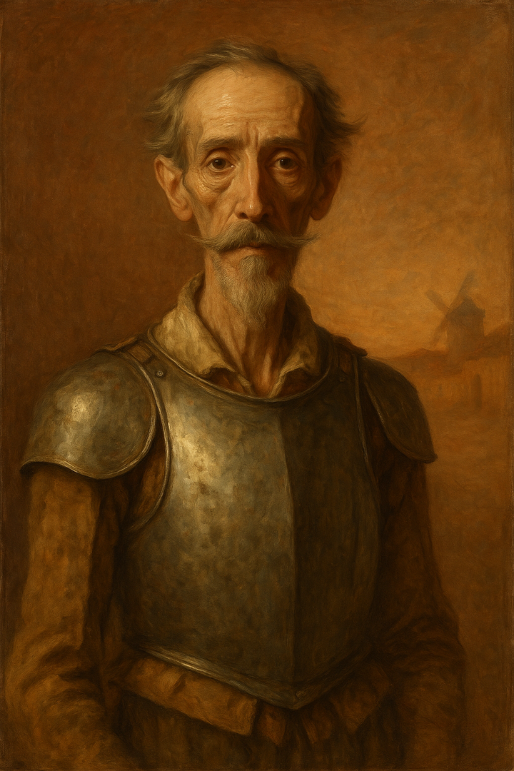 Don Quixote: original AI portrait. An AI generated character, not the real person.